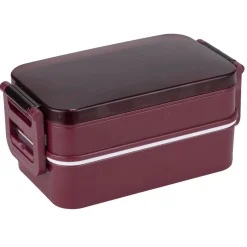 Boîte déjeuner rectangulaire plastique 2 niveaux et couverts 18x10xH8,5cm (2 modèles) < Gifi