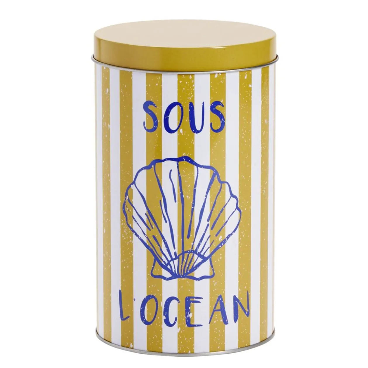 Boîte en métal 1,8L ronde décor marin Ø11xH18,5cm (3 modèles)