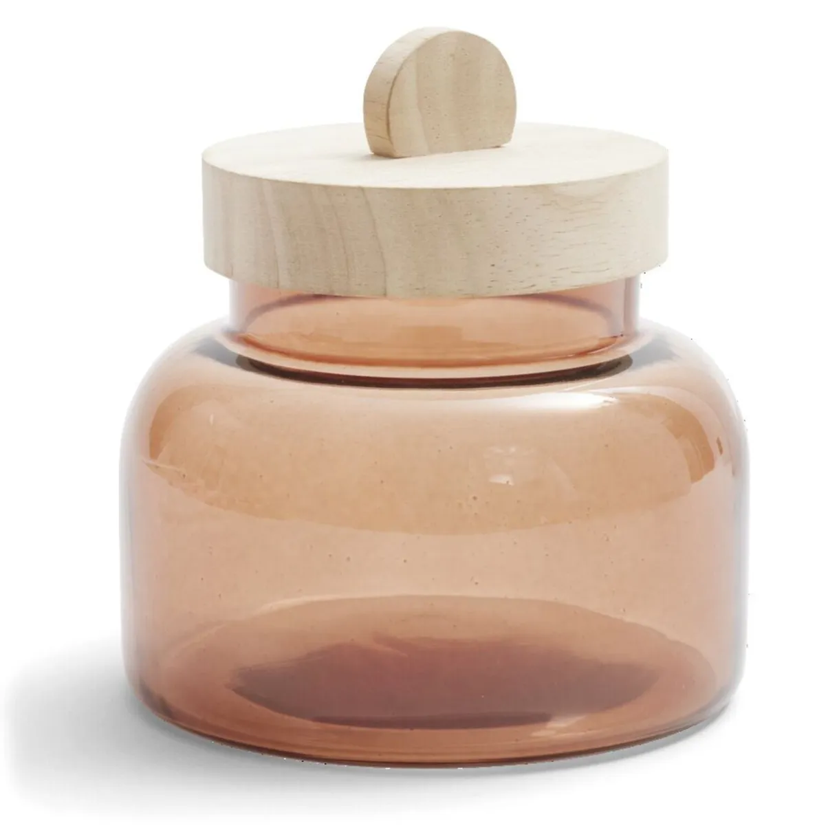 Boîte en verre marron + couvercle bois Ø12xH16cm < Gifi Online