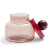 Boîte en verre marron + couvercle rose Ø12xH16cm < Gifi Outlet