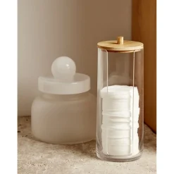 Boîte en verre transparent + couvercle blanc Ø12xH16cm < Gifi Hot