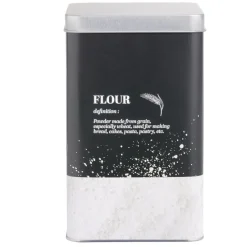 Boîte à farine en métal noir design flour - 10,7x10,7xH.17,5cm