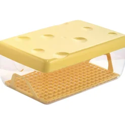 Boîte à fromage avec couvercle transparente et jaune 3 L