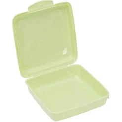 Boîte à goûter carrée plastique vert 15x14,5xH5cm