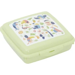 Boîte à goûter carrée plastique vert 15x14,5xH5cm