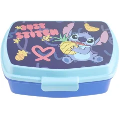 Boîte à goûter enfant Stitch plastique bleu 17x14xH6cm
