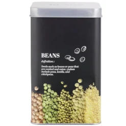 Boîte à légumes secs en métal noir design beans - 10,7x10,7xH.17,5cm
