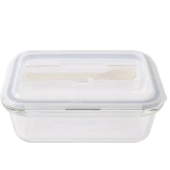 Boîte Lunchbox en verre avec couverts en plastique 1,2L < Gifi Sale