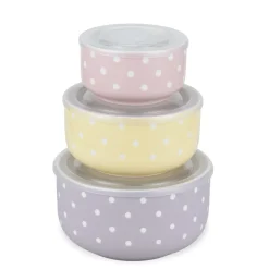 Boîte à lunch x3 céramique motifs pois blancs 225/485/900ml