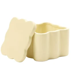 Boîte organisateur salle de bain en dolomite contour ondulé 10x10xH8cm (3 modèles)