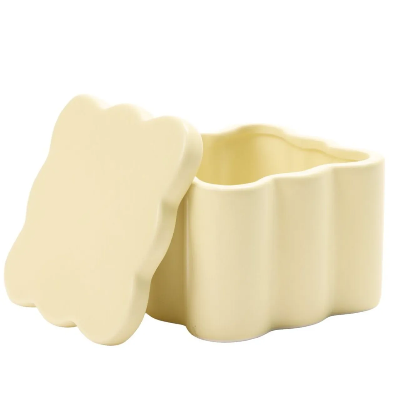 Boîte organisateur salle de bain en dolomite contour ondulé 10x10xH8cm (3 modèles)