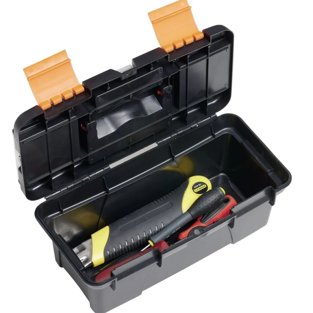 Boîte à outils en plastique noir et jaune 25x10xH13cm < Gifi Online