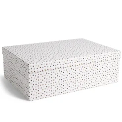 Boîte papier blanc à pois 48x33,5x16cm