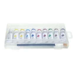 Boîte peinture acrylique 10 tubes 16ml avec 2 pinceaux