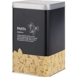 Boîte à pâtes en métal noir et gris design pasta - 10,7x10,7xH.17,5cm