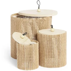 Boîte rangement ronde en bambou x3 < Gifi New