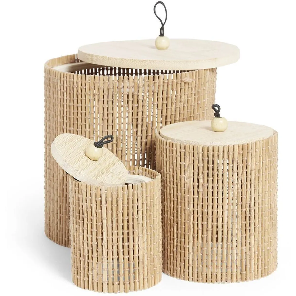 Boîte rangement ronde en bambou x3 < Gifi New