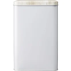 Boîte rectangulaire en métal gris avec couvercle effet bois < Gifi Online