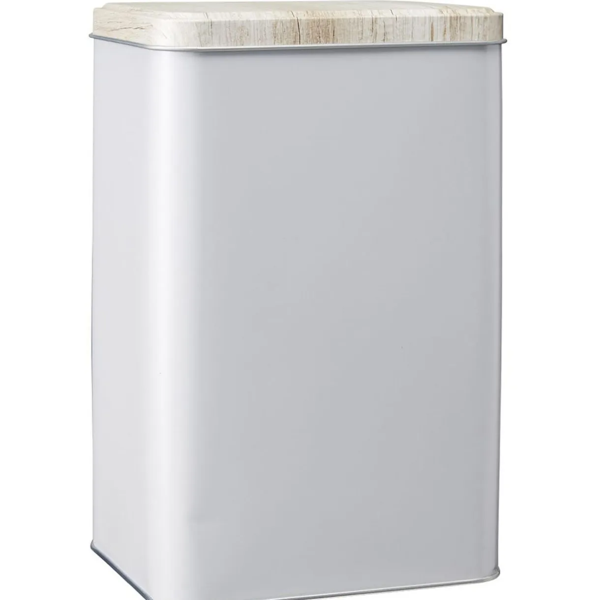 Boîte rectangulaire en métal gris avec couvercle effet bois < Gifi Online