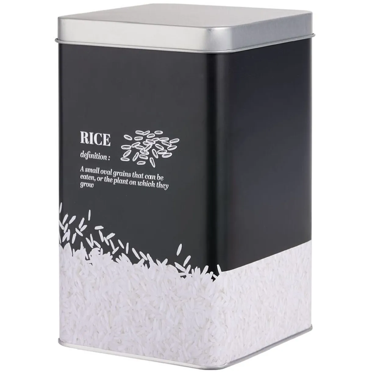 Boîte à riz en métal noir et gris design rice - 10,7x10,7xH.17,5cm < Gifi New