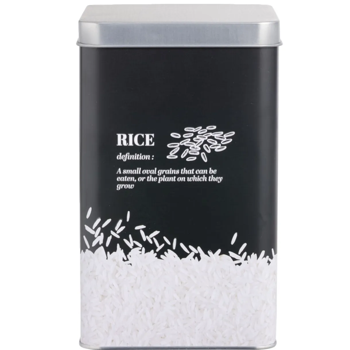 Boîte à riz en métal noir et gris design rice - 10,7x10,7xH.17,5cm < Gifi New