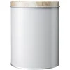 Boîte ronde en métal gris avec couvercle effet bois < Gifi Outlet