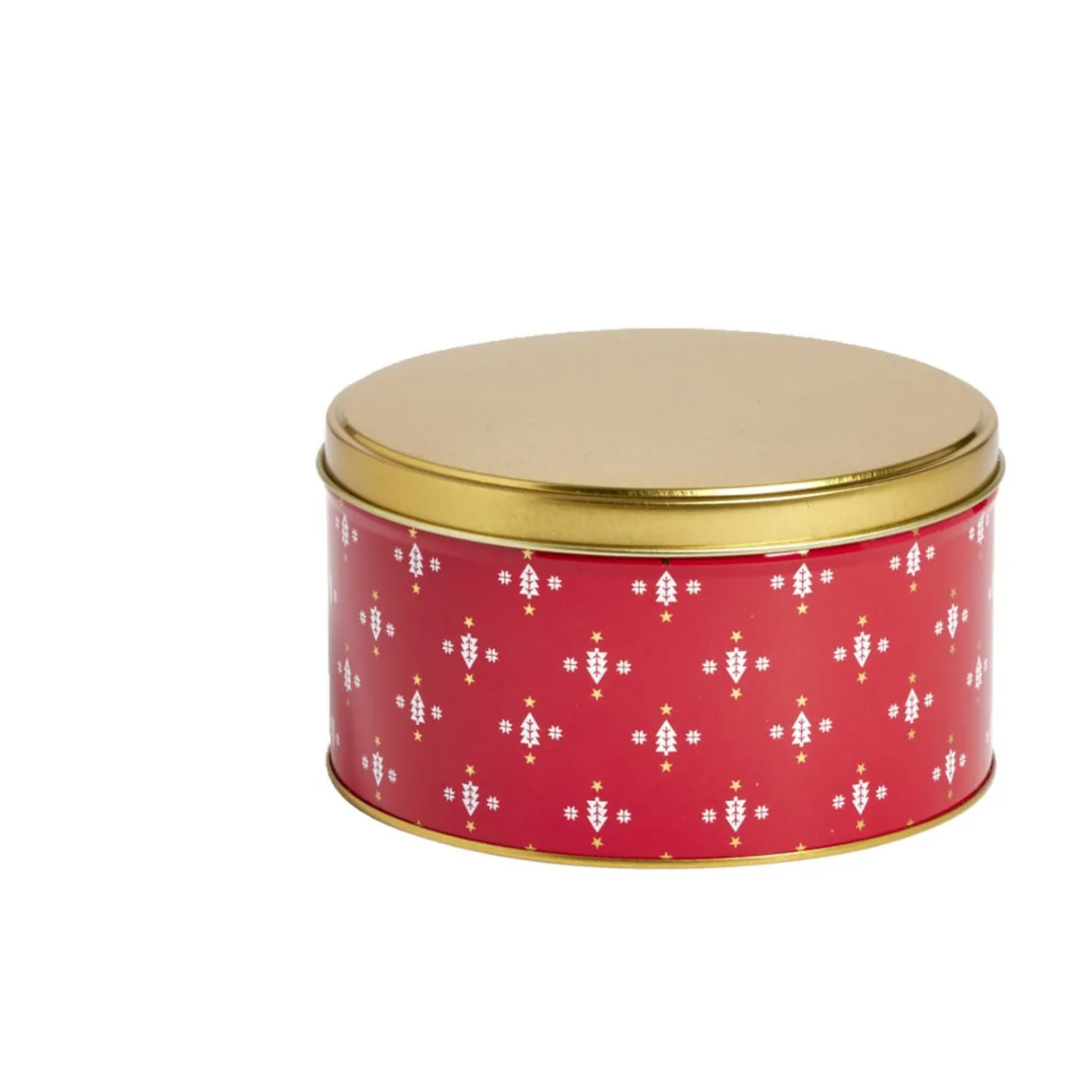 Boîte ronde en métal rouge irisé et doré Ø13,5xH7cm < Gifi Outlet