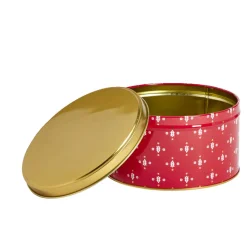 Boîte ronde en métal rouge irisé et doré Ø13,5xH7cm < Gifi Outlet