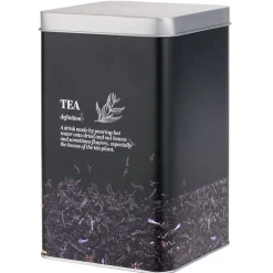 Boîte à thé en métal noir design Tea - 10,7x10,7xH.17,5cm