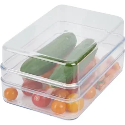Boîte transparente à 2 niveaux pour frigo 2,5L - L.21,5x14,5xH10,5cm