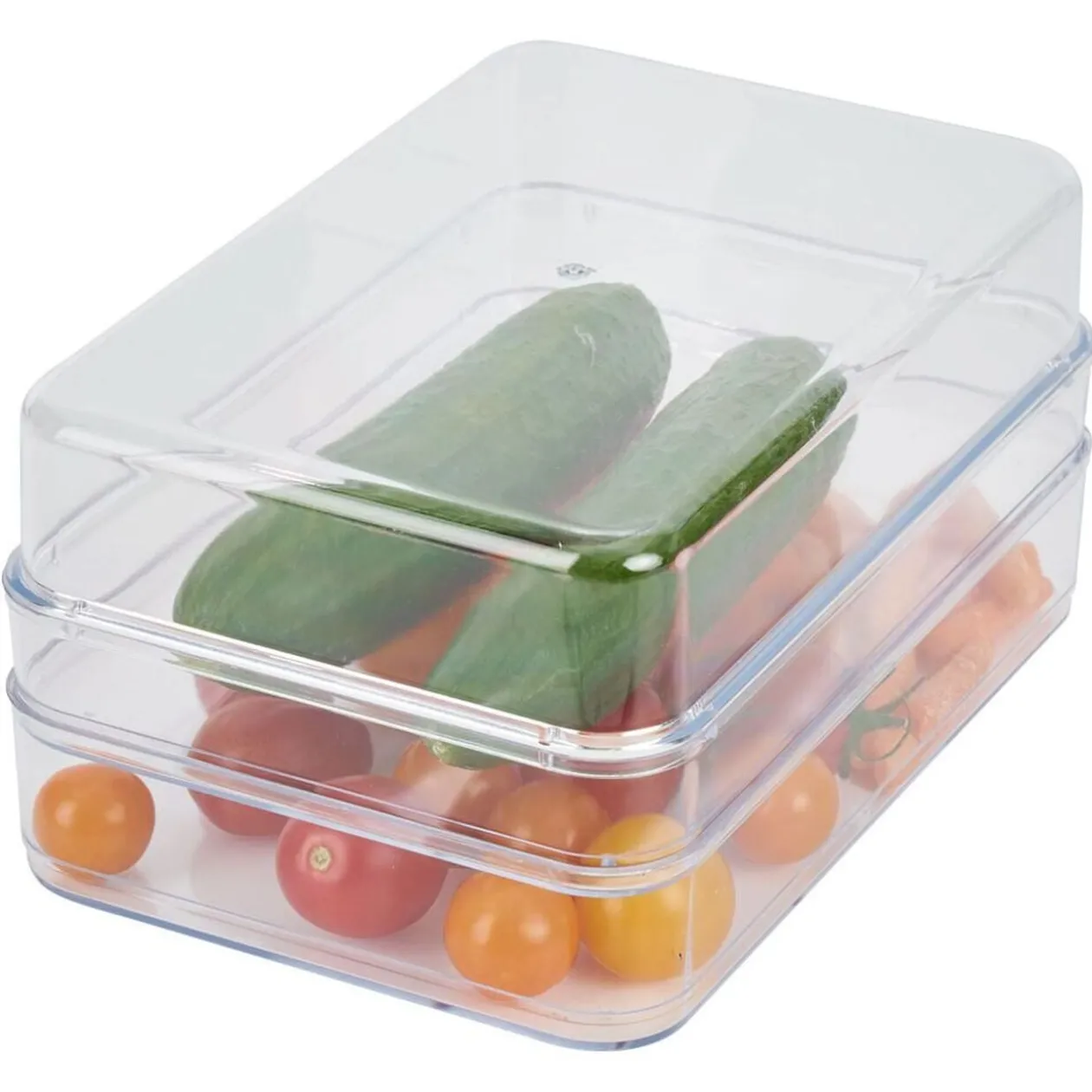 Boîte transparente à 2 niveaux pour frigo 2,5L - L.21,5x14,5xH10,5cm