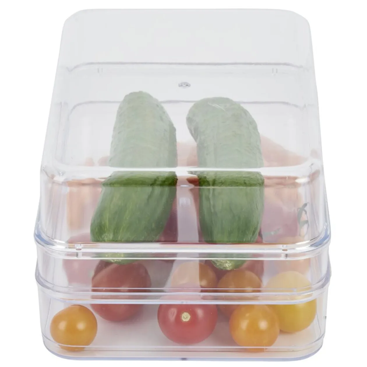 Boîte transparente à 2 niveaux pour frigo 2,5L - L.21,5x14,5xH10,5cm