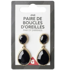 Boucles d'oreilles femme pendantes zinc et acrylique colorées L8cm (3 modèles)