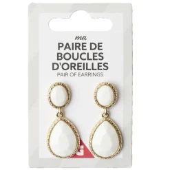 Boucles d'oreilles femme pendantes zinc et acrylique colorées L8cm (3 modèles)