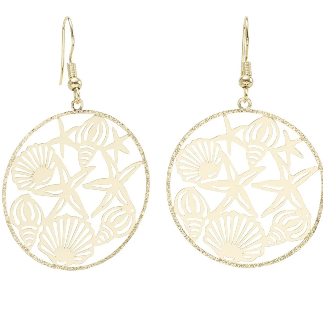 Boucles d'oreilles filigrane marin laiton doré L2cm