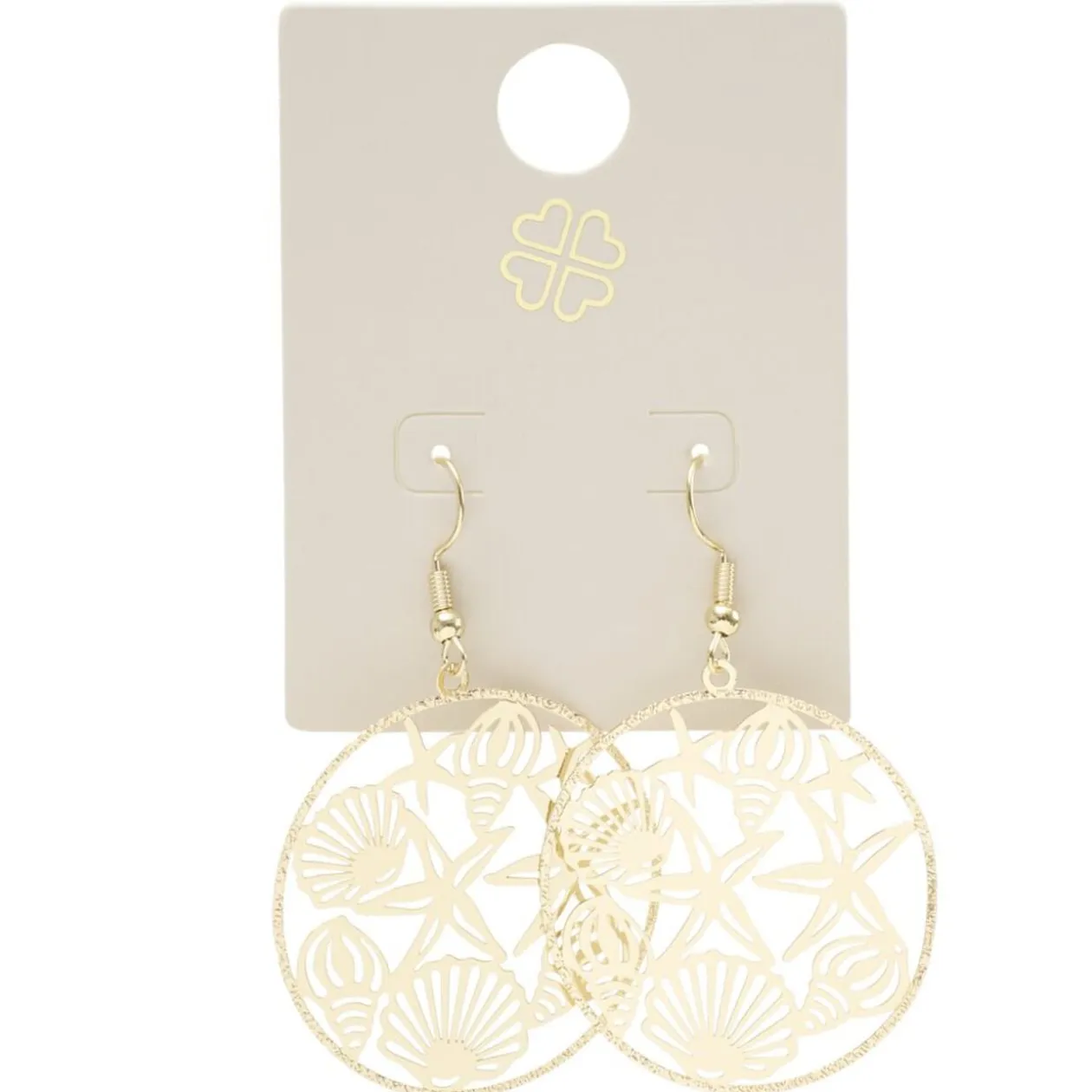 Boucles d'oreilles filigrane marin laiton doré L2cm