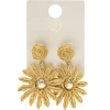 Boucles d'oreilles fleur raphia marron L5cm