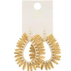 Boucles d'oreilles gouttes boutons raphia rose