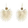 Boucles d'oreilles métal et bois feuille dorées L4cm