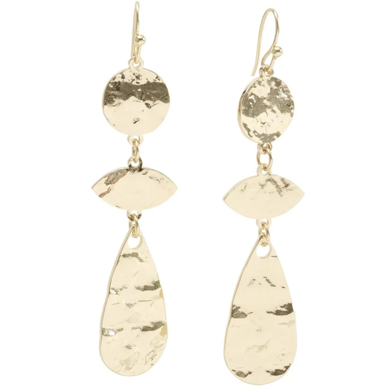 Boucles d'oreilles métal martelé doré L4cm