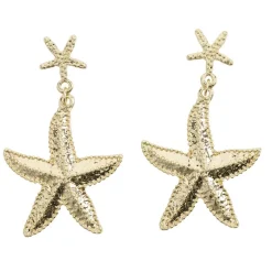 Boucles d'oreilles pendante étoile de mer zinc doré L2cm