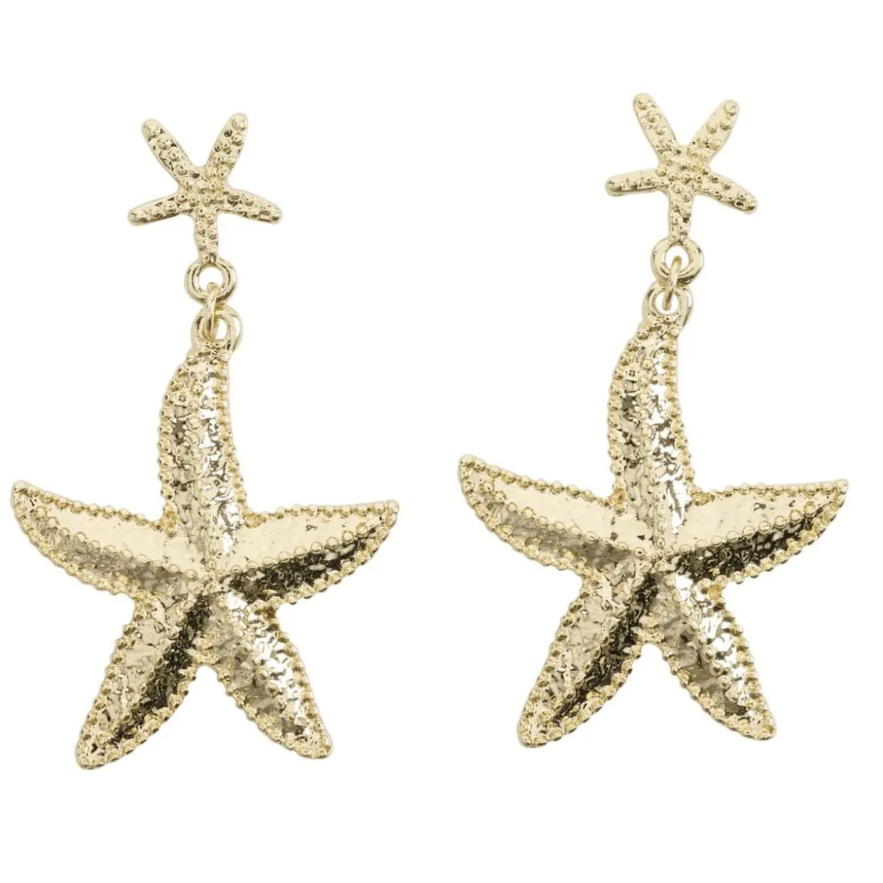 Boucles d'oreilles pendante étoile de mer zinc doré L2cm