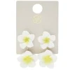 Boucles d'oreilles époxy double fleur de tiaré jaune et blanche L2,5cm < Gifi Online