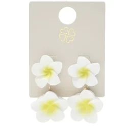 Boucles d'oreilles époxy double fleur de tiaré jaune et blanche L2,5cm < Gifi Online