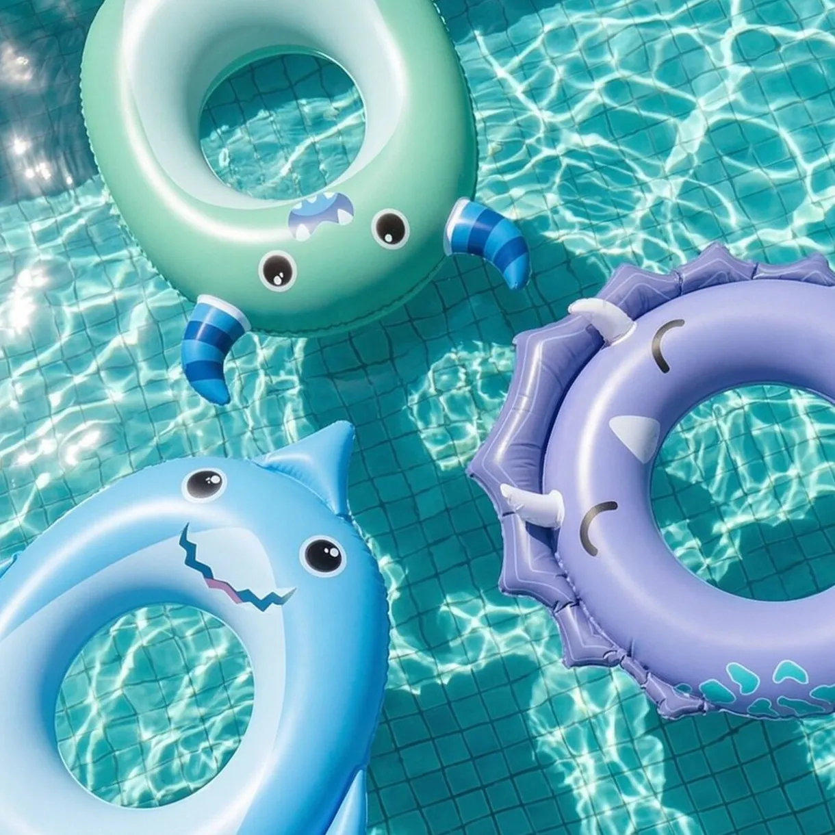 Bouée gonfable requin Squichy plastique bleu Ø60cm < Gifi Outlet