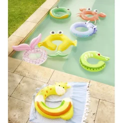 Bouée gonflable enfant forme poisson jaune gros yeux 75x72xH20cm
