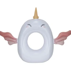 Bouée gonflable licorne Squichy plastique blanc et rose 91x116cm