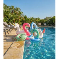 Bouée gonflable licorne Squichy plastique blanc et rose 91x116cm