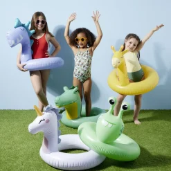 Bouée ronde enfant tête dinosaure plastique bleu Ø60cm < Gifi