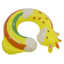 Bouée ronde en plastique ouverte design girafe jaune Ø65cm